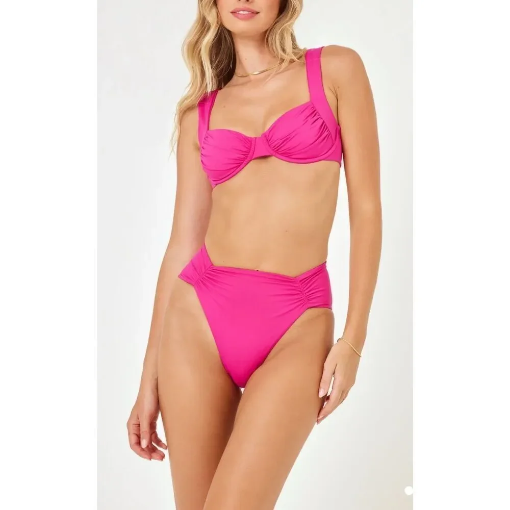 L Space NEW size S Stella bikini swim top Bougainvillea pink